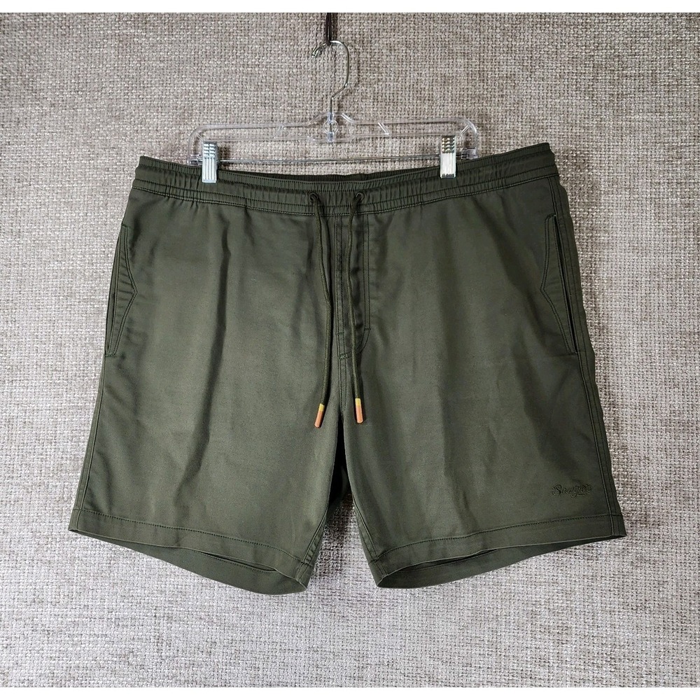 Seager Company Yuma Shorts Mens XXL Olive Green Cotton Blend Elastic Waist